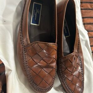 Mens BRAGANNO Brown Woven Leather Slip On Loafer Made in ITALY 10